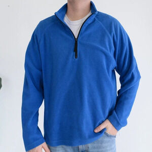 Clinque Vintage Y2K Blue Half Zip Pullover Sweater  ~Large